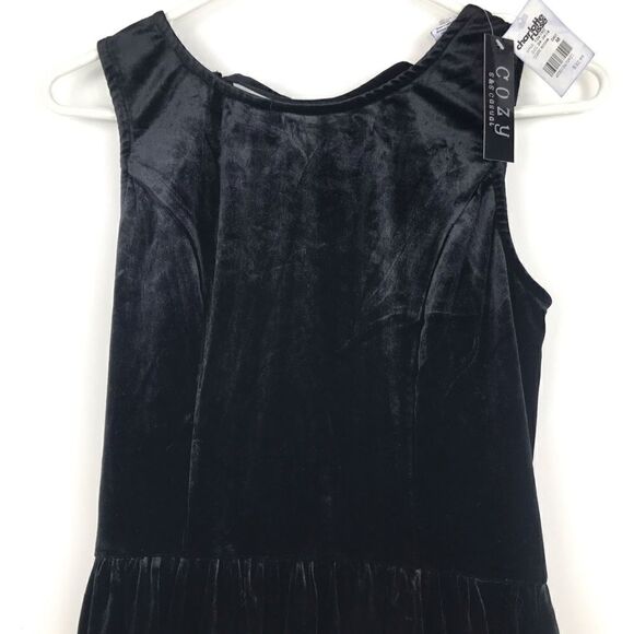 NWT Black Velveteen Sleeveless Stretch Dress with Bodice Back - Picture 9 of 12